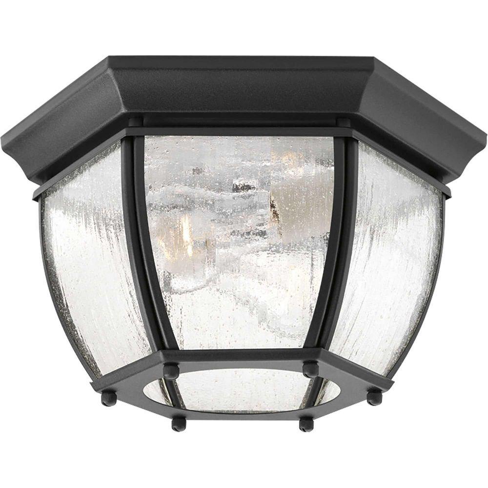 Progress Lighting Black 60W 2-Light Medium Flush Mount 