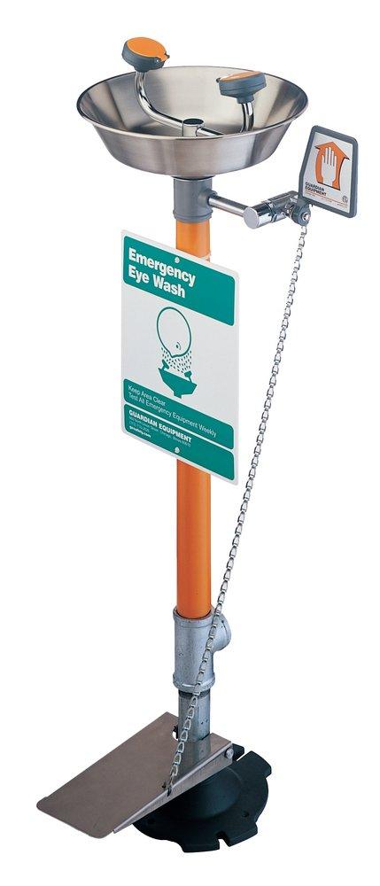 Guardian Equipment Stainless Steel Pedestal Mounted Stainless Steel Bowl Eye and Face Wash 