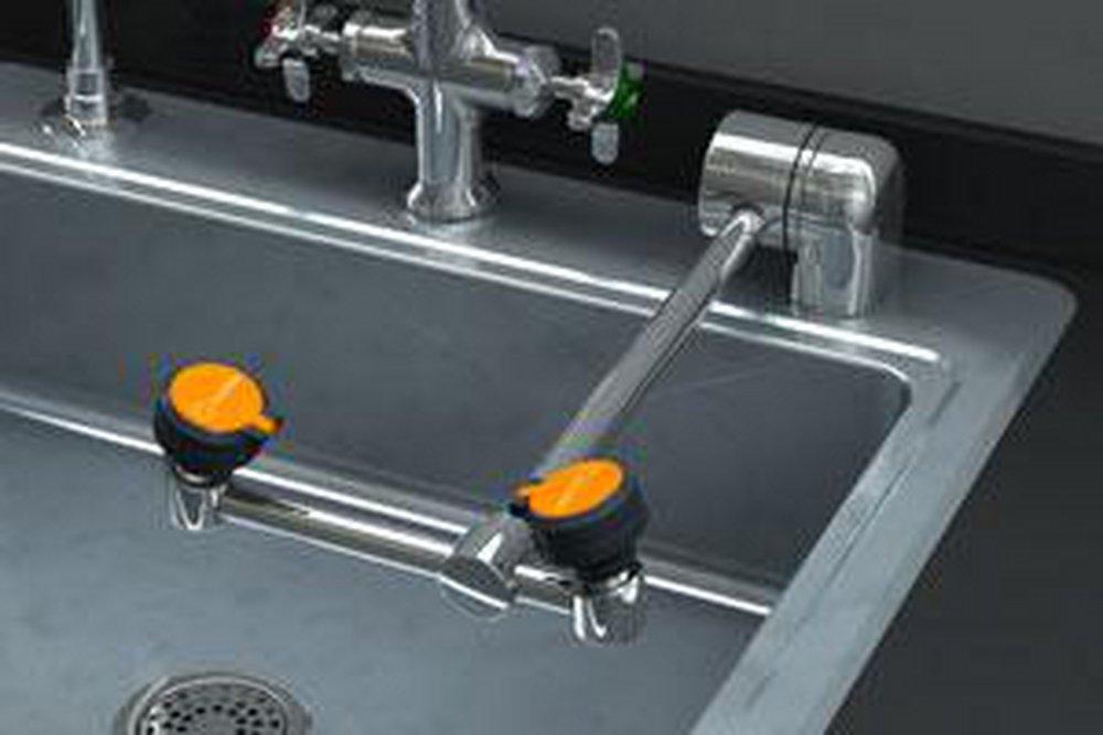 Guardian Equipment Polished Chrome Brass Deckmount Eye Wash with 90 Degree Swing-Down 