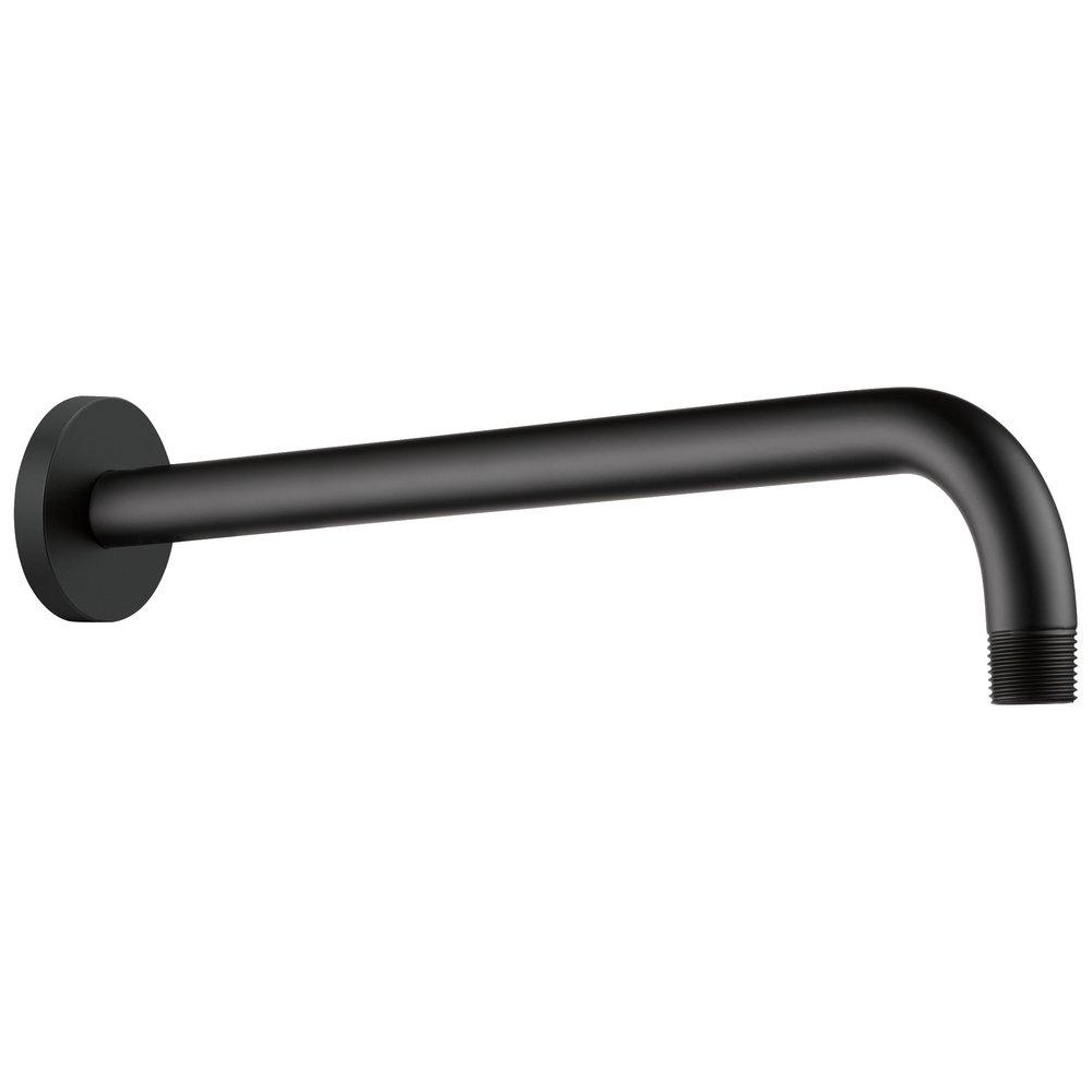 Brizo Matte Black 1/2 x 16 in. NPT Solid Brass Shower Arm and Flange 