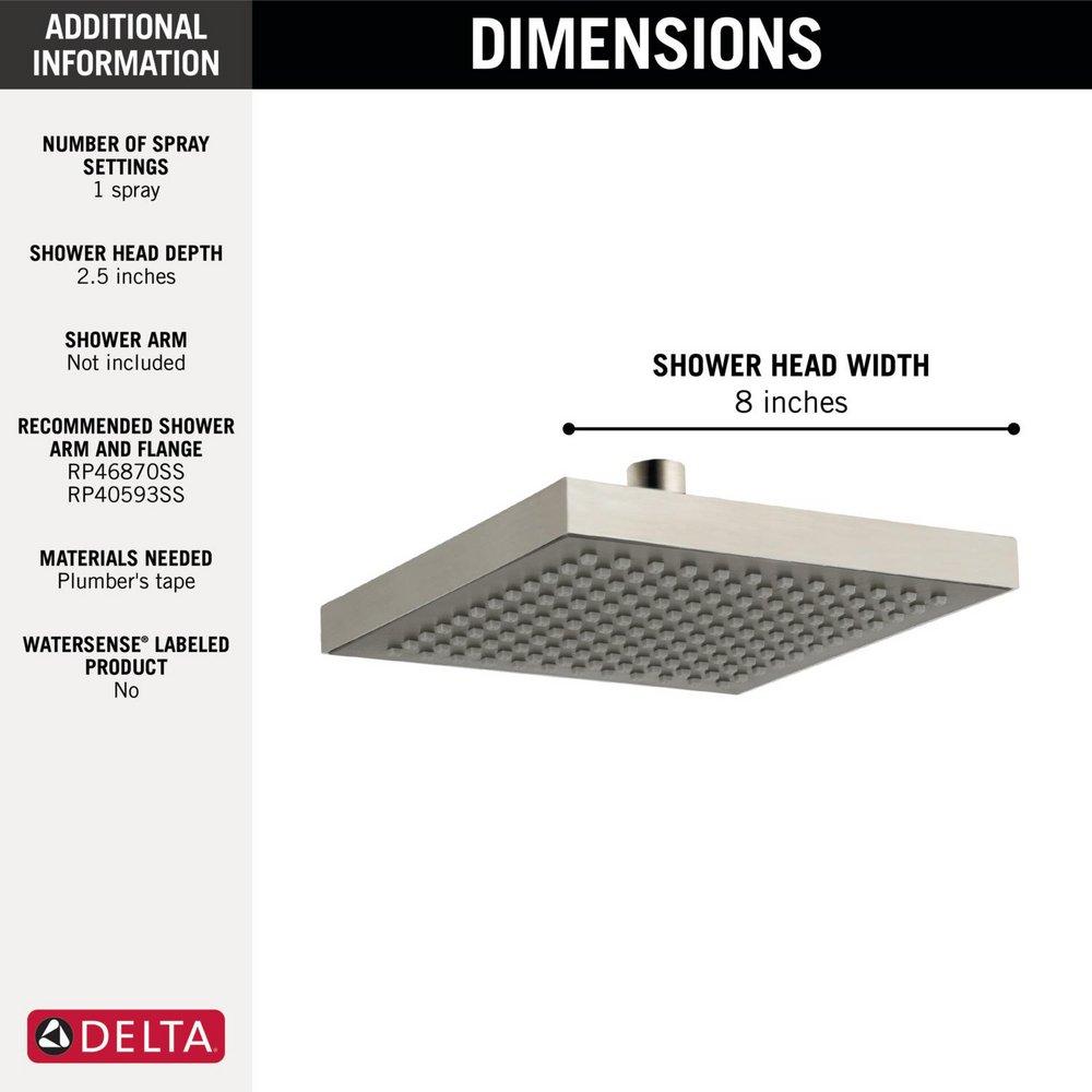 Delta Faucet Stainless Single Function Soft Rain Showerhead 