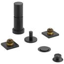 4-Hole Deck Mount Vertical Bidet Faucet with Pop-Up Assembly and Double Lever Handle in Matte Black