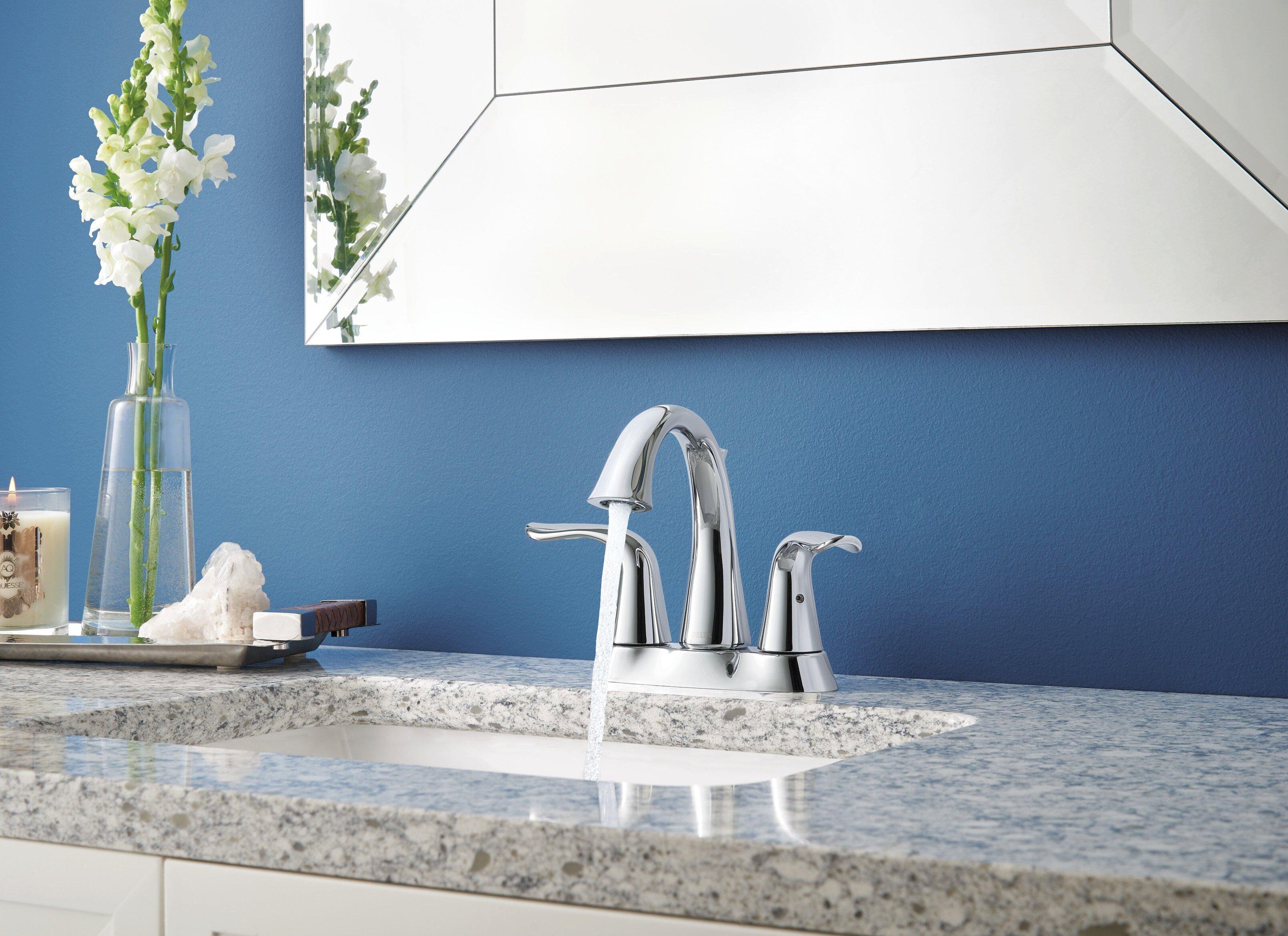 Delta Faucet Chrome Two Handle Centerset Bathroom Sink Faucet 
