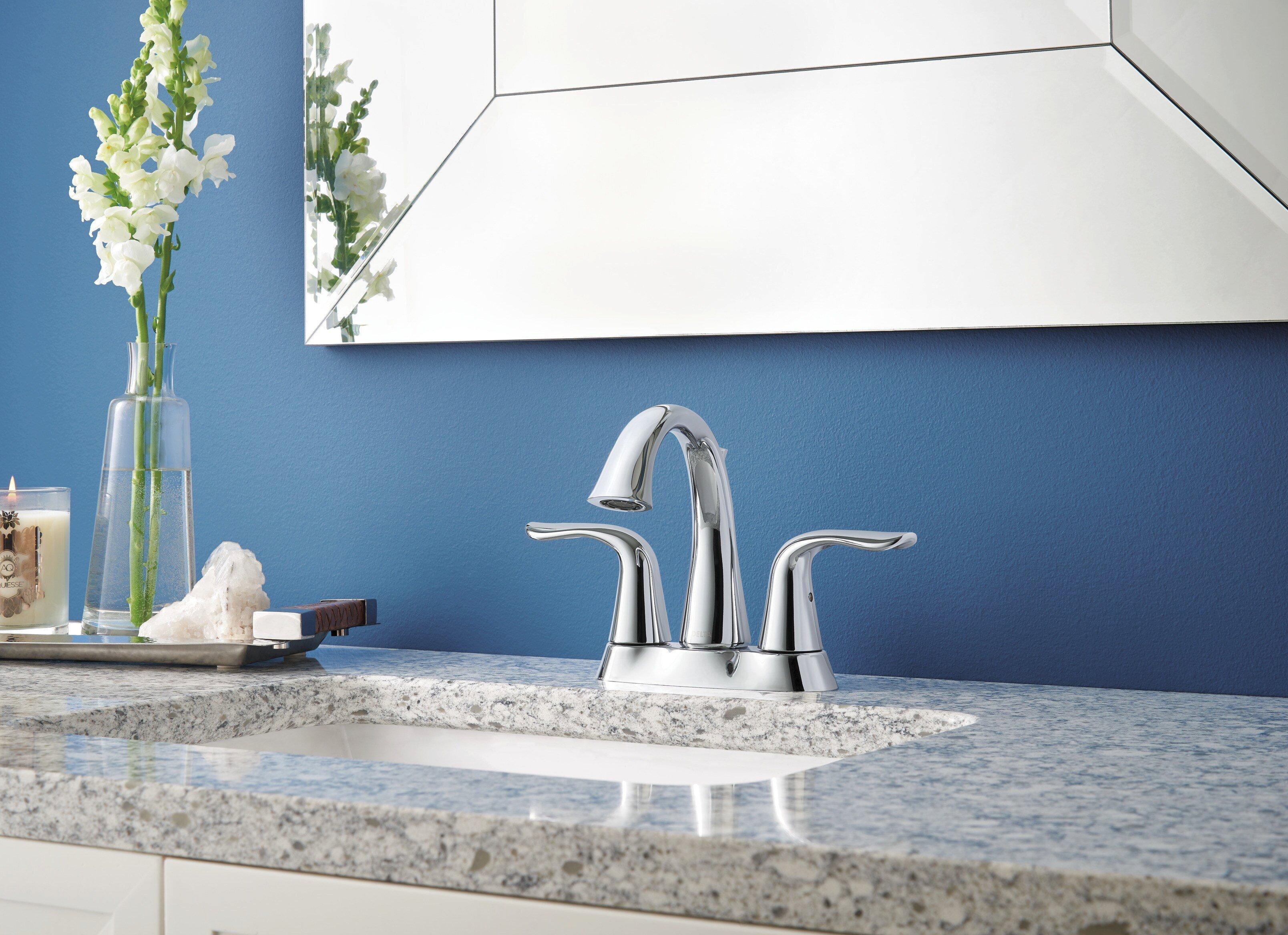 Delta Faucet Chrome Two Handle Centerset Bathroom Sink Faucet 