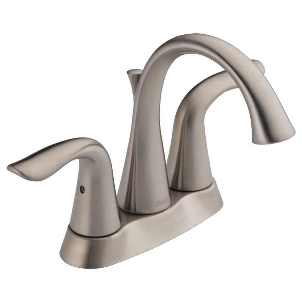 Delta Faucet Brilliance&reg; Stainless Two Handle Centerset Bathroom Sink Faucet 