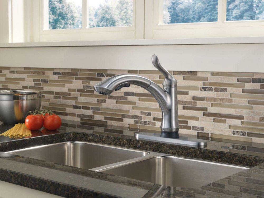 Delta Faucet Arctic Stainless Single Handle Pull Out Touch Activated Kitchen Faucet 