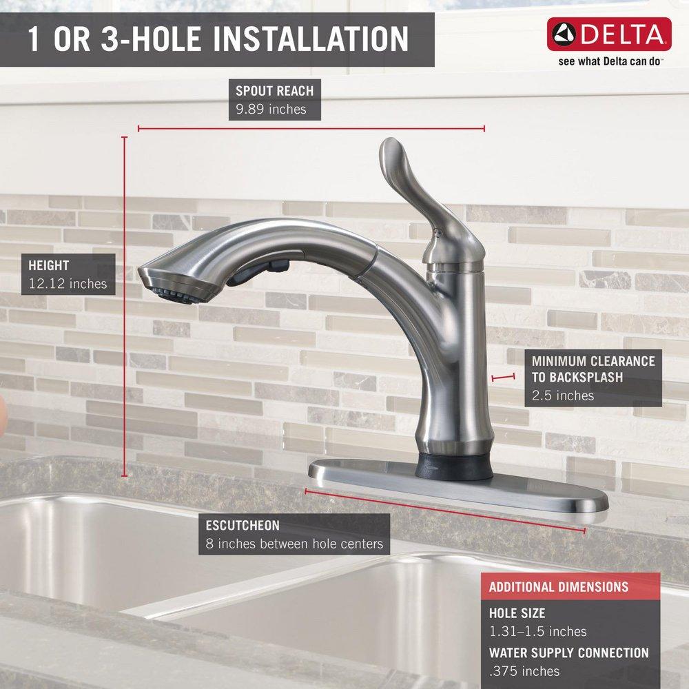 Delta Faucet Arctic Stainless Single Handle Pull Out Touch Activated Kitchen Faucet 