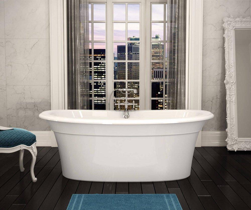 MAAX White 66 x 36 in. Soaker Freestanding Bathtub with Center Drain 