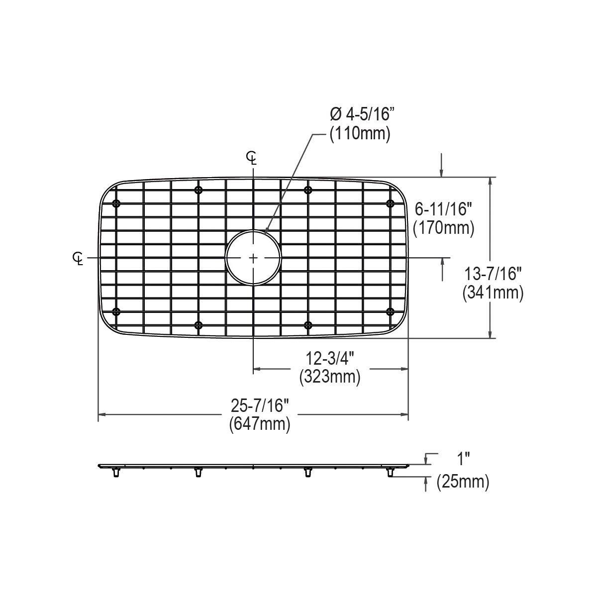 Dayton Stainless Steel 25-7/16 x 13-3/8 in. Bottom Grid 