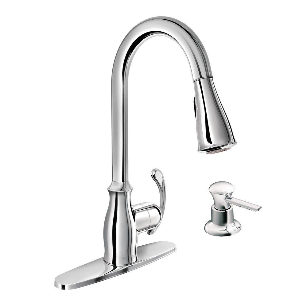 Moen Polished Chrome Single Handle Pull Down Kitchen Faucet 