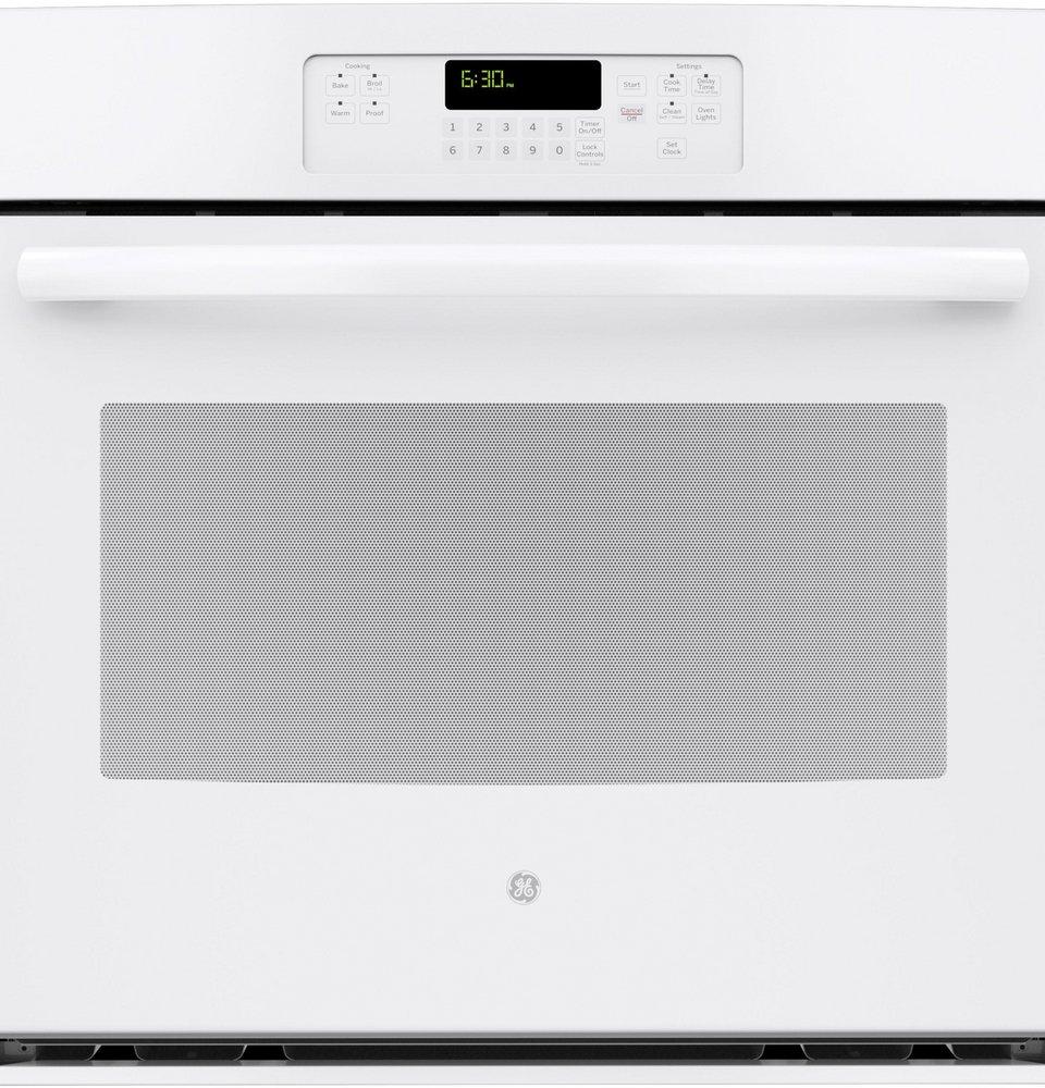 GE&reg; White 30 in. 5 cf Single Electric Wall Oven 