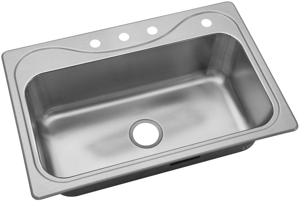 Sterling Luster Stainless Steel 33 x 22 in. 3 Hole Stainless Steel Single Bowl Drop-in Kitchen Sink in Satin Stainless Steel/Luster Stainless Steel 