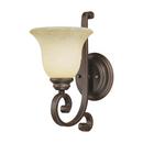 1-Light Wall Sconce in Rubbed Bronze with Turinian Scavo Glass Shade