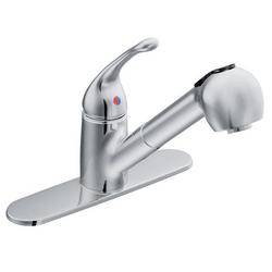 Single Handle Pull Out Kitchen Faucet in Polished Chrome