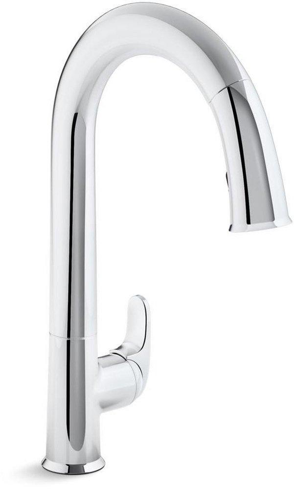 KOHLER Polished Chrome Single Handle Pull Down Touchless Kitchen Faucet with Two-Function Spray, Magnetic Docking and Sweep Spray Technology 