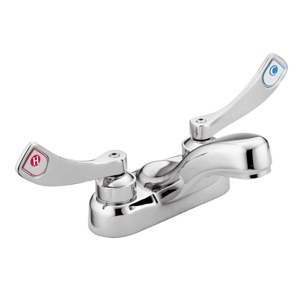 Moen Chrome 1.5 gpm 2 Hole Deck Mount Lavatory Faucet with Double Wristblade Handle 