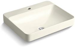 23 in. Drop-in or Vessel Mount Rectangular Vitreous China Bathroom Sink in Biscuit