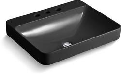 23 in. Drop-in or Vessel Mount Rectangular Vitreous China Bathroom Sink in Black Black&trade;
