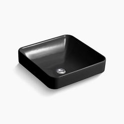 16-1/4 in. Drop-in or Vessel Mount Square Vitreous China Bathroom Sink in Black Black&trade;