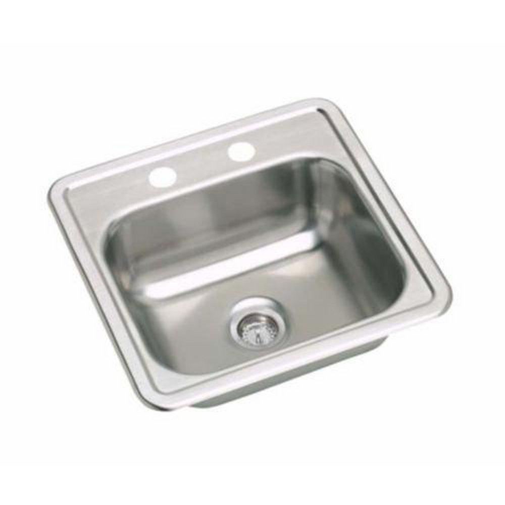PROFLO® Stainless Steel 15 x 15 in. 2 Hole Drop-in Stainless Steel Bar Sink 