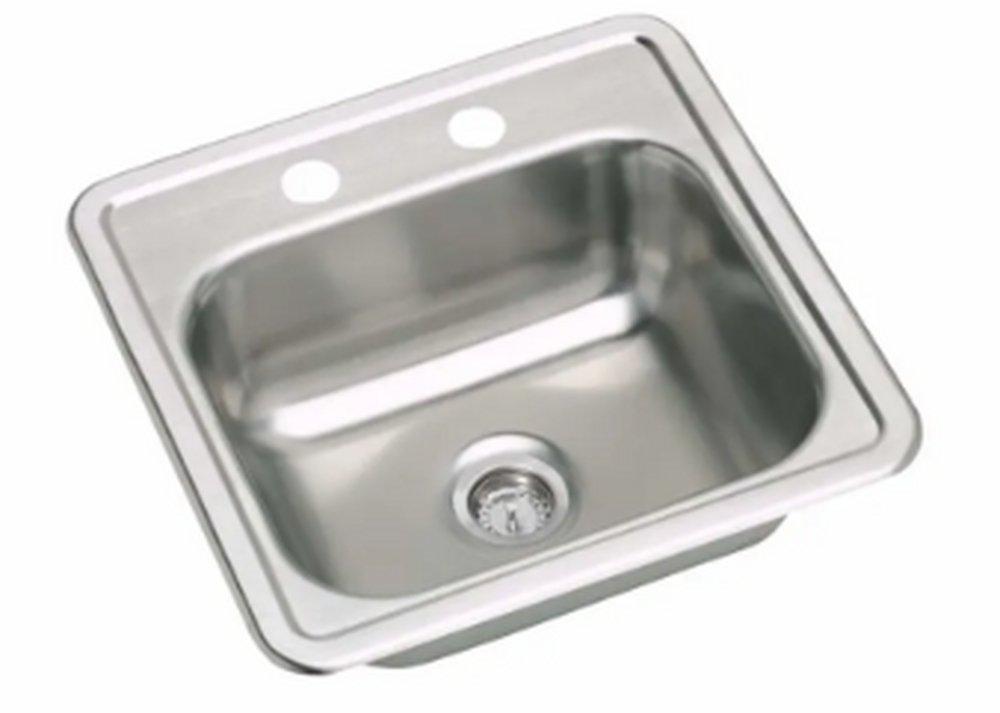 PROFLO&reg; Stainless Steel 15 x 15 in. 2 Hole Drop-in Stainless Steel Bar Sink 