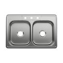 33 x 22 in. 3-Hole Stainless Steel Double Bowl Drop-in Kitchen Sink