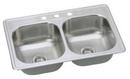 PROFLO&reg; Stainless Steel 33 x 22 in. Stainless Steel Double Bowl Drop-in Kitchen Sink 