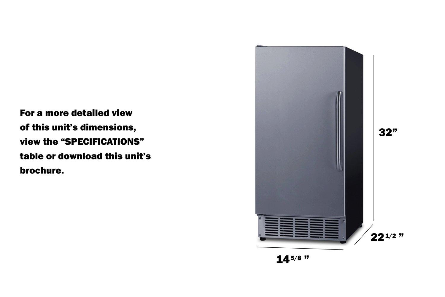 Summit Appliance Black 32-19/50 in. 25 lb Ice Maker 