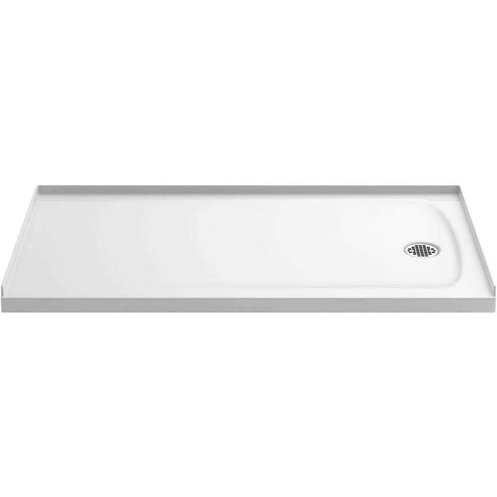KOHLER White 60 x 32 in. Ballast Shower Base with Right-Hand Drain 
