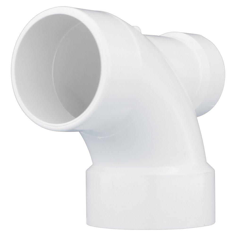 White PVC DWV 90&deg; Street Elbow with 2 