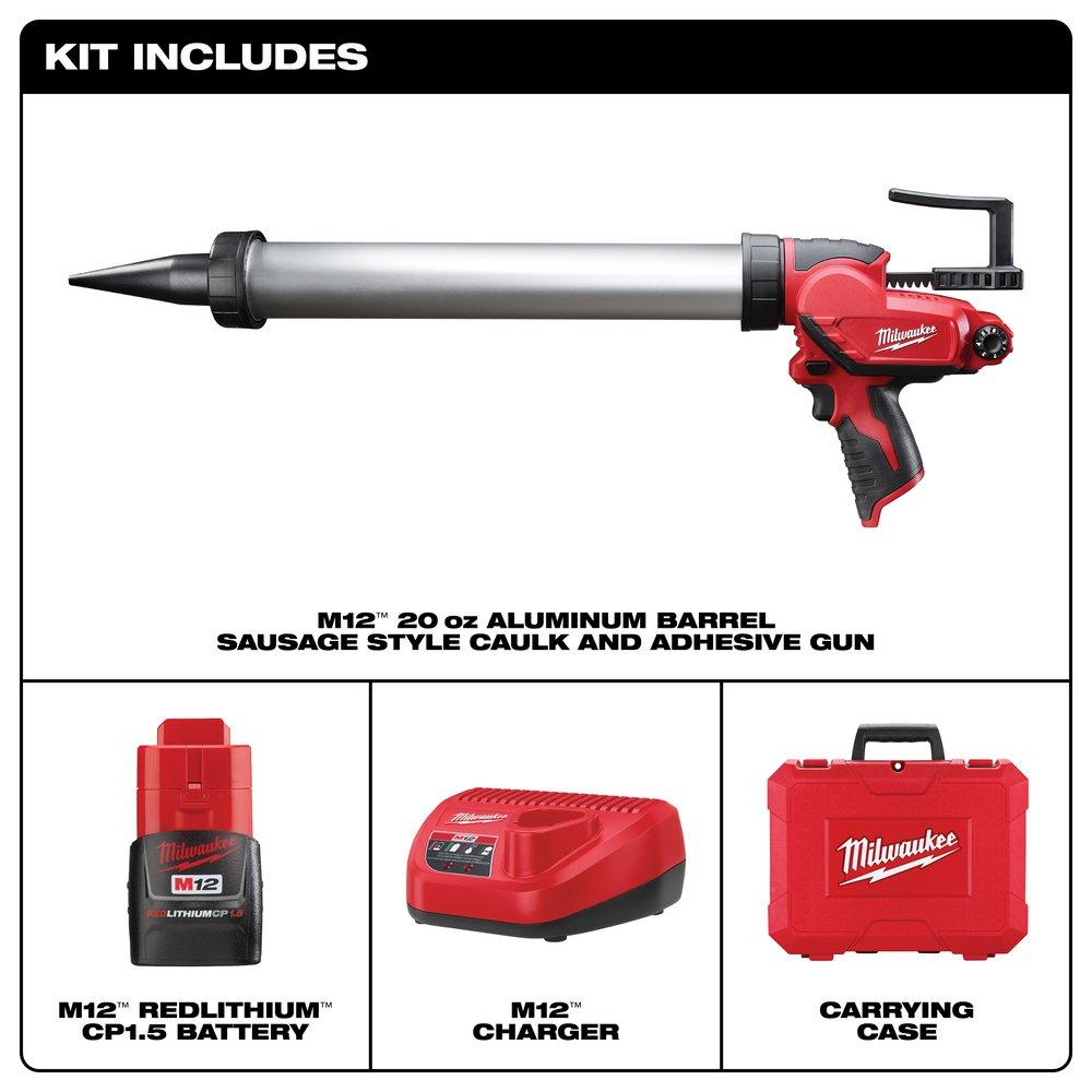 Milwaukee&reg; Red M12 SAUSAGE Caulk GUN Kit 