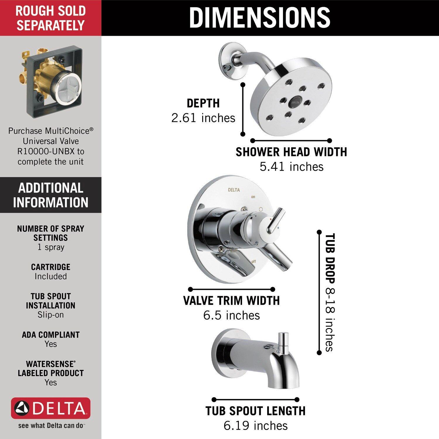 Delta Faucet Chrome Two Handle Single Function Bathtub & Shower Faucet (Trim Only) 