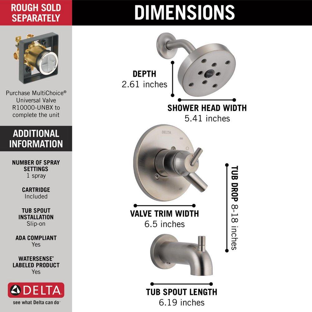 Delta Faucet Brilliance Stainless Two Handle Single Function Bathtub & Shower Faucet (Trim Only) 
