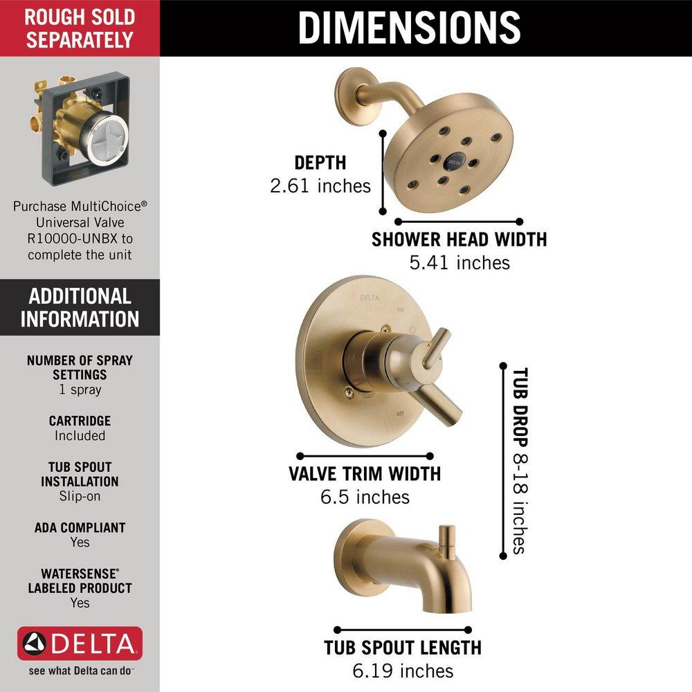 Delta Faucet Brilliance&reg; Champagne Bronze Single Handle Single Function Bathtub & Shower Faucet (Trim Only) 