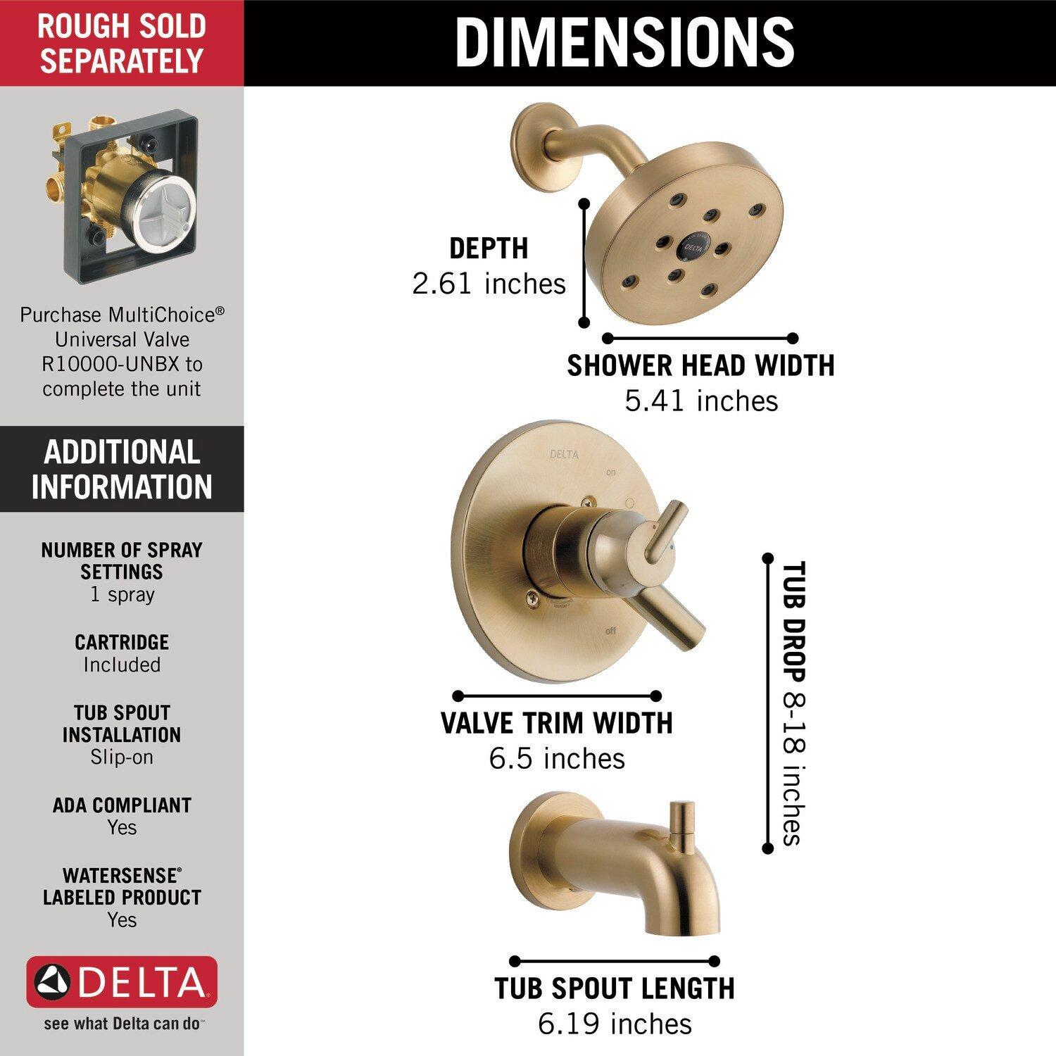 Delta Faucet Brilliance Champagne Bronze Two Handle Single Function Bathtub & Shower Faucet (Trim Only) 