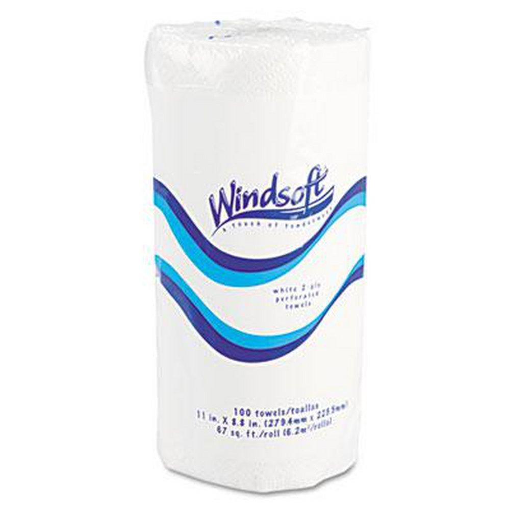 Windsoft White 100-Sheet Perforated Paper Roll Towel in White 