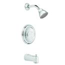 2-Hole Tub and Shower Faucet with Single Knob Handle in Polished Chrome
