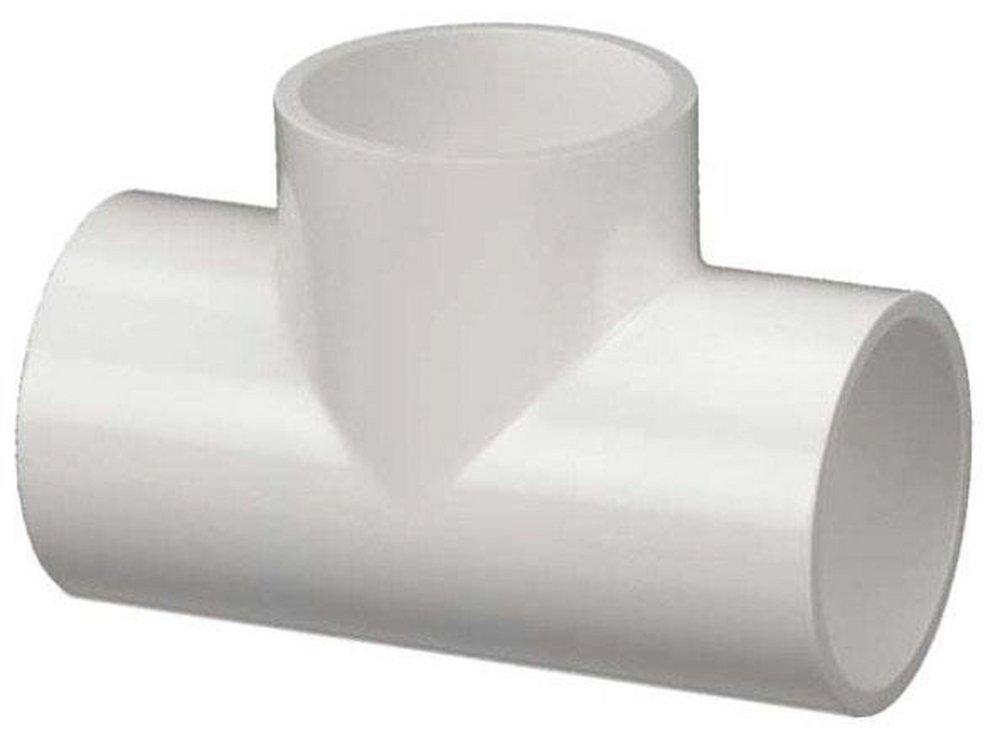 White Socket Weld Schedule 40 PVC Tee in White 