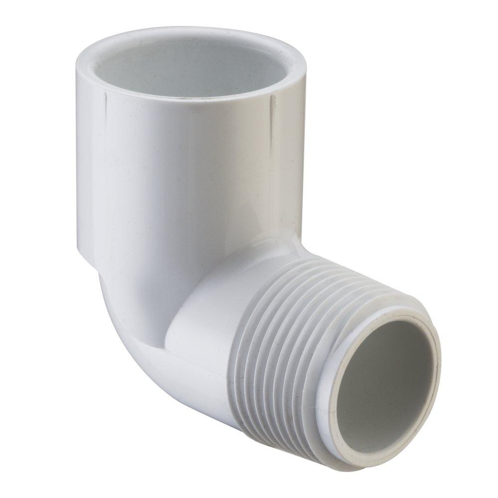 White MIPT x Socket Straight Schedule 40 PVC 90 Degree Elbow 