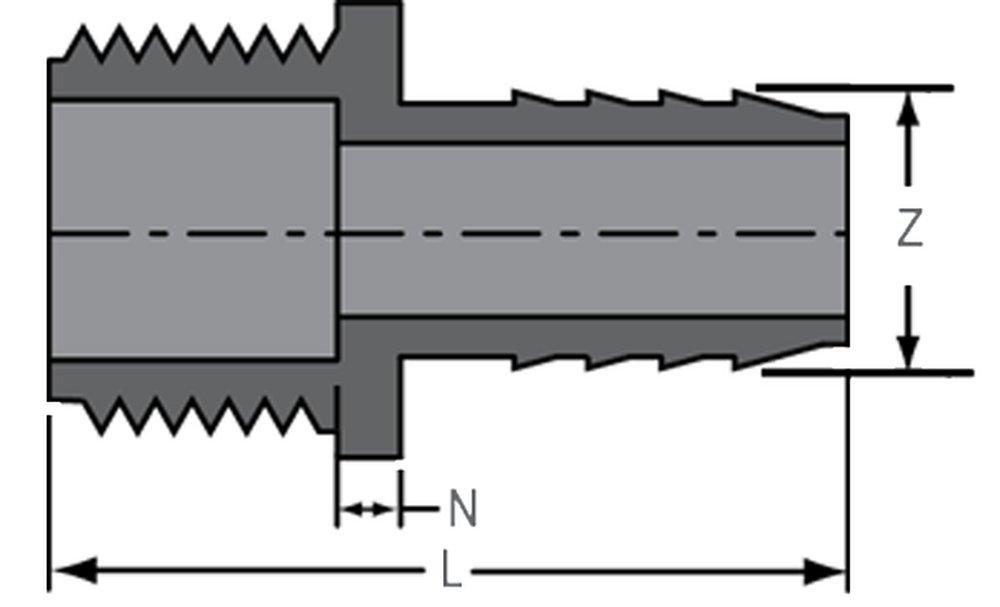 Grey Threaded MPT PVC Adapter 