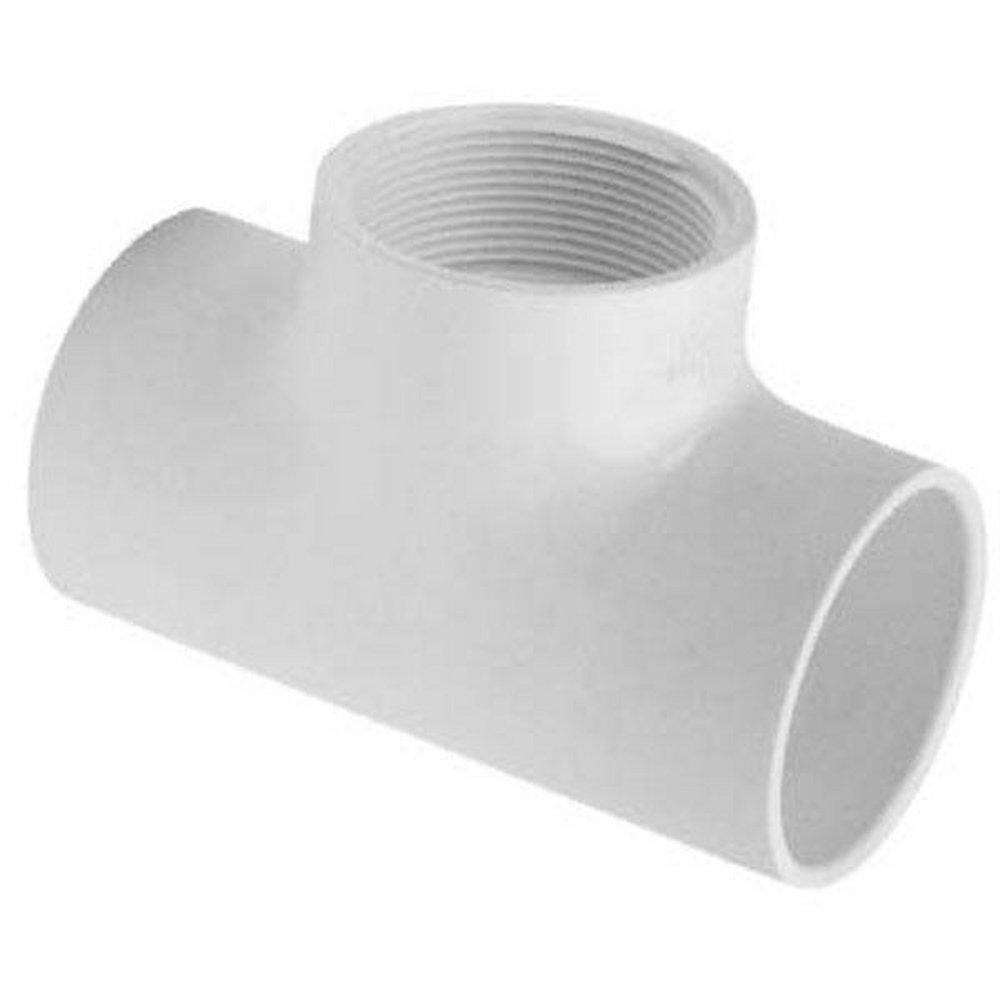 White Socket x FIPT Straight Schedule 40 PVC Tee 