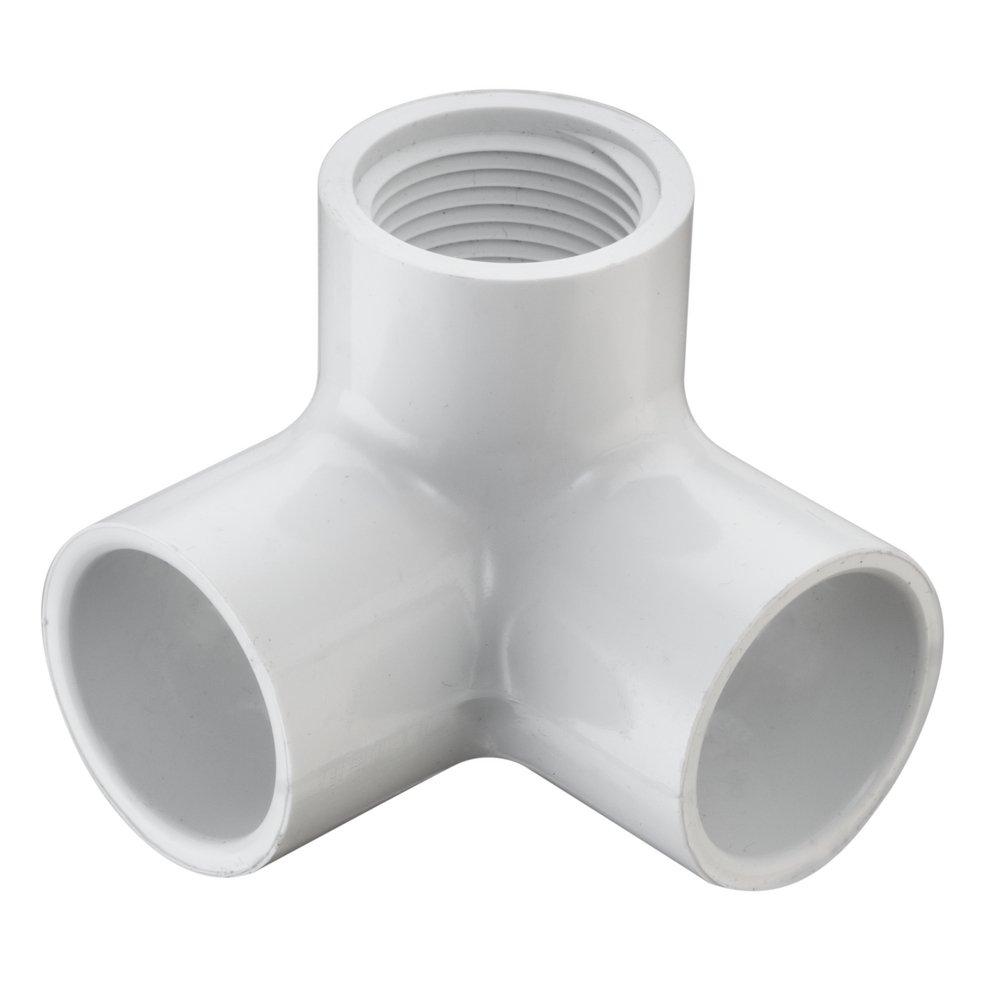 White Socket x FIPT Reducing Schedule 40 PVC 90 Degree Elbow with Side Outlet 