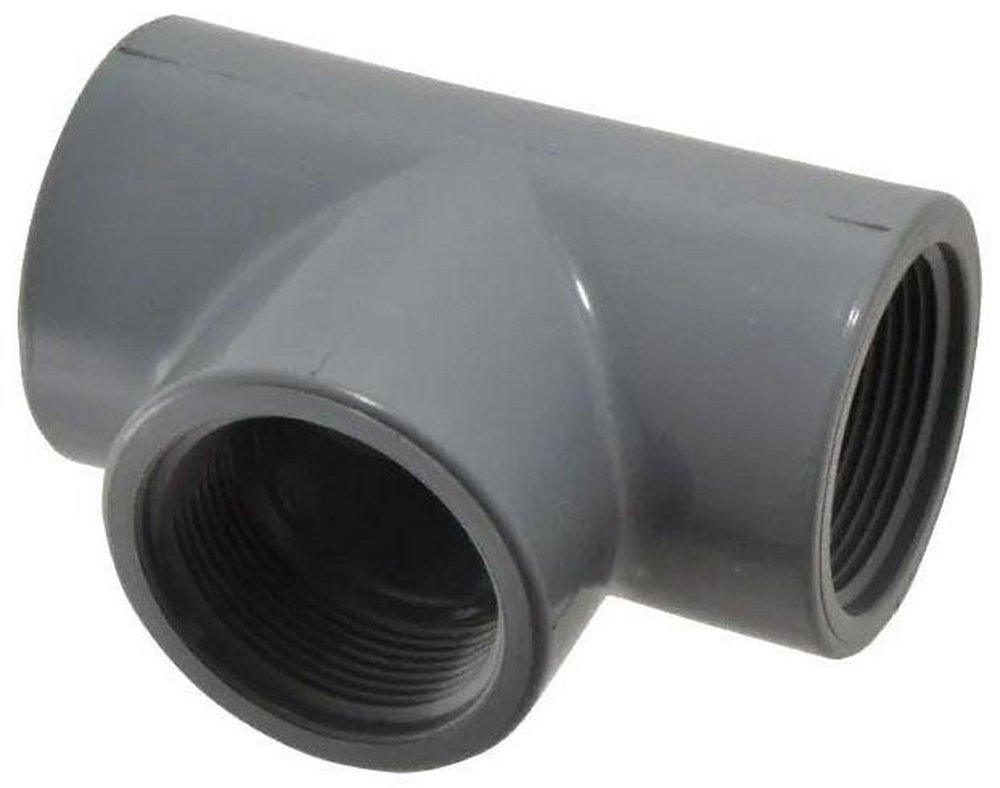 Grey FIPT Straight Schedule 80 PVC Tee 