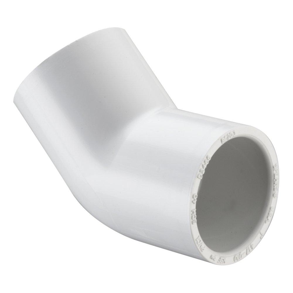 White Socket Straight Schedule 40 PVC 45 Degree Elbow 