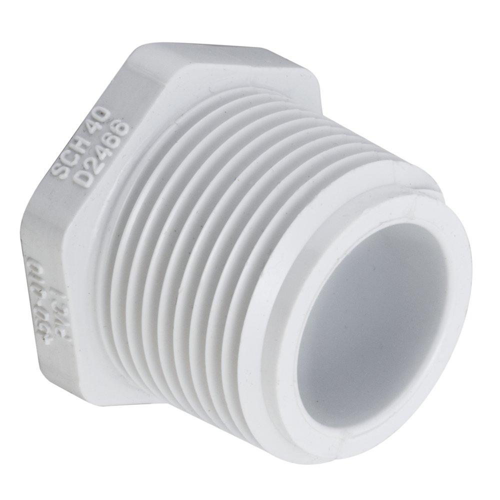 White MPT Schedule 40 PVC Plug 