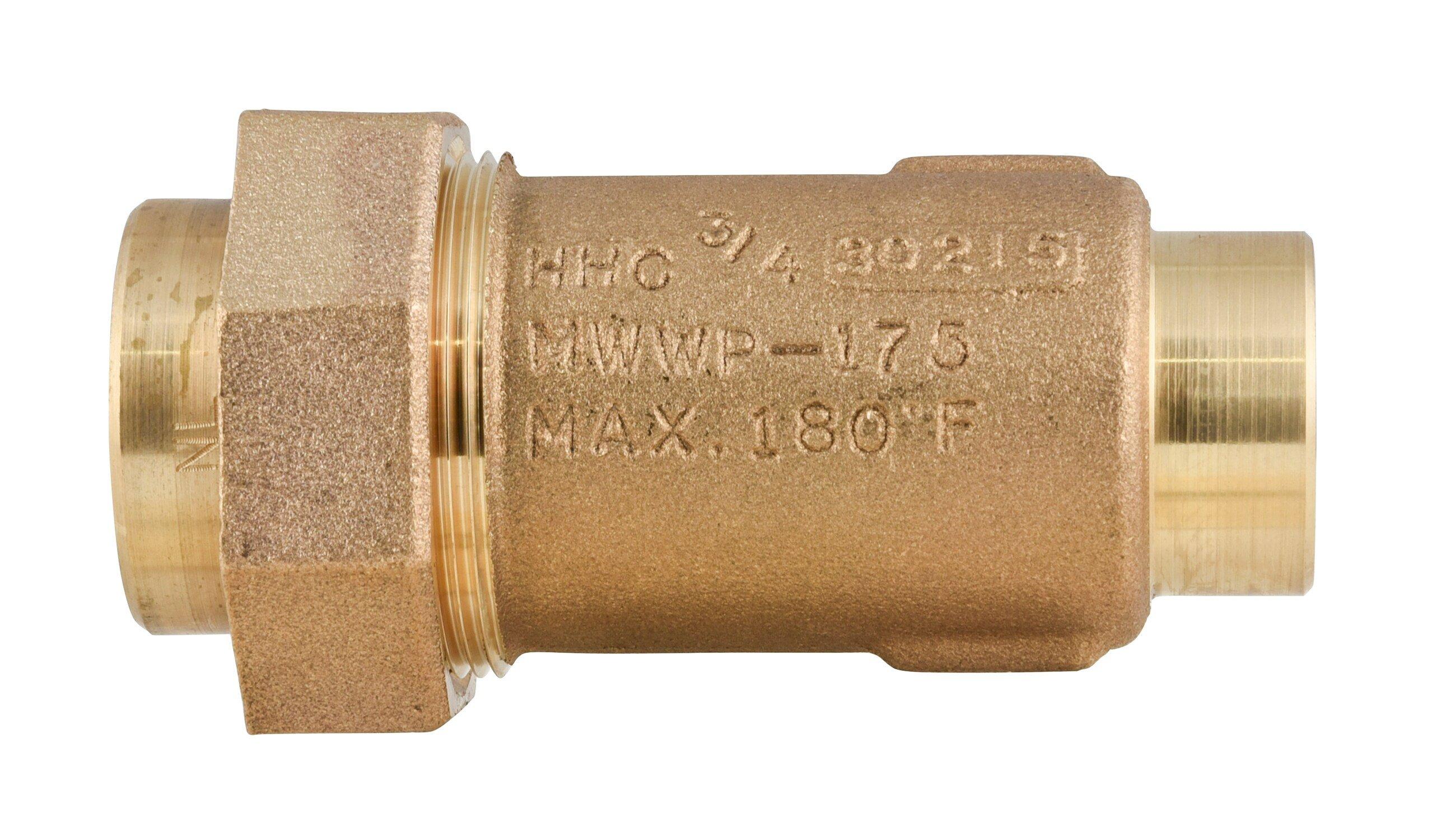 Ford Meter Box Union Female Meter x Plain End Brass Cartridge Dual Check Valve 