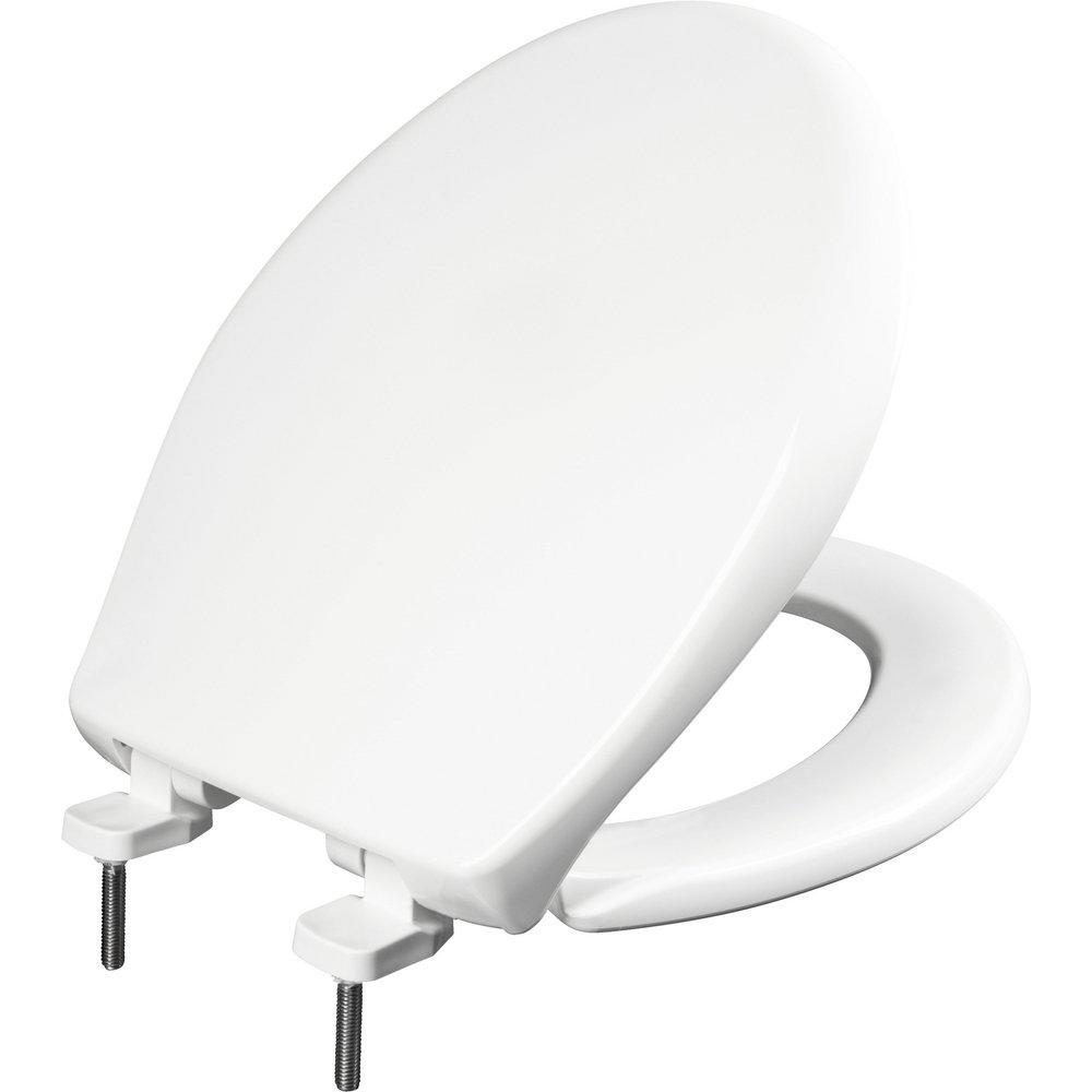 Bemis White 16-5/8 in. Heave Duty Round Closed Front Toilet Seat with Cover 