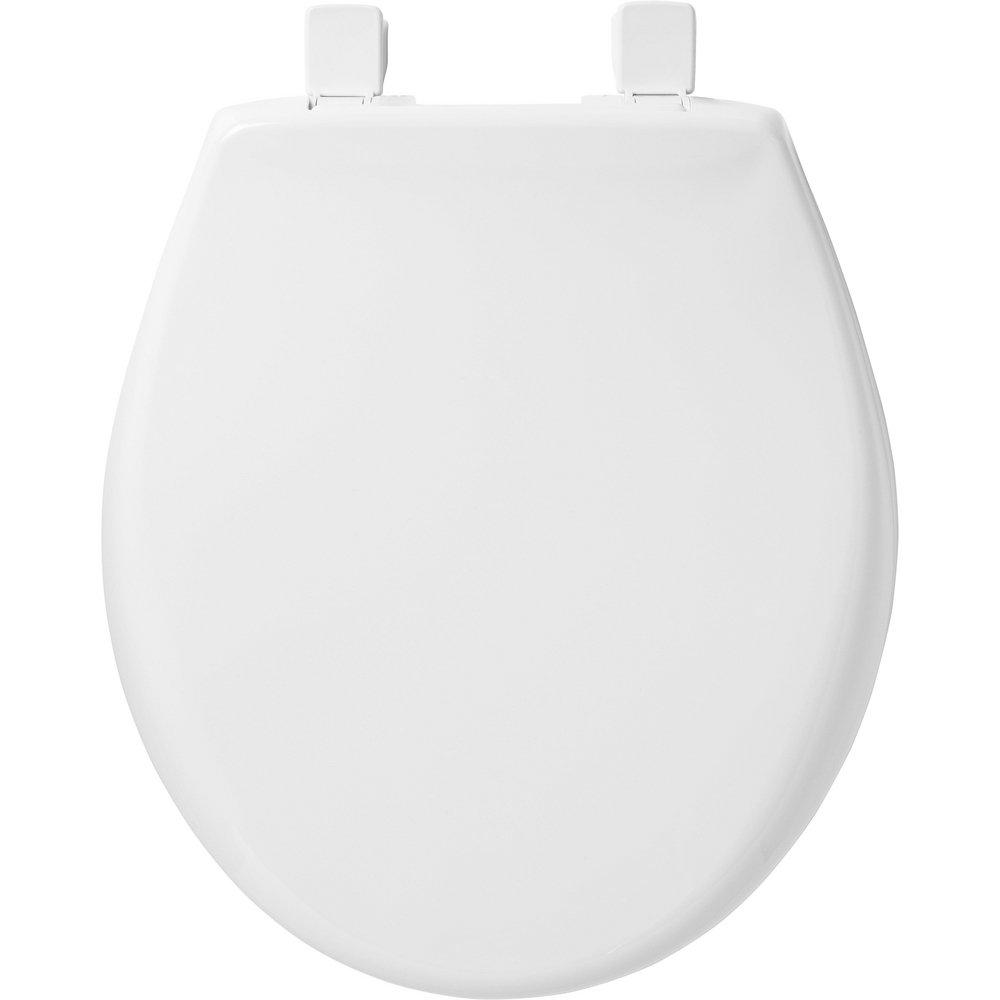 Bemis White 16-5/8 in. Heave Duty Round Closed Front Toilet Seat with Cover 