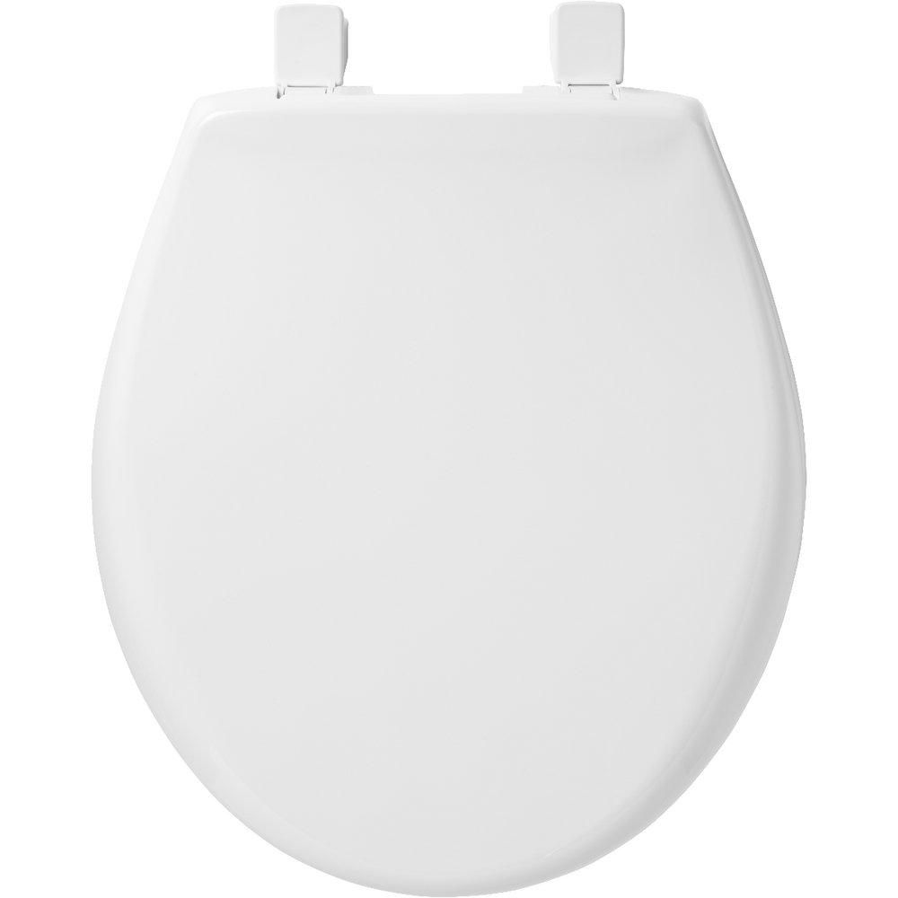 Bemis White 16-5/8 in. Heave Duty Round Closed Front Toilet Seat with Cover 