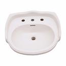 3-Hole Pedestal Basin Only with Center Drain in White